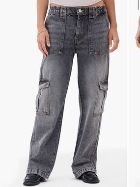 BDG Faded Black Wide-Leg Cargo Jeans